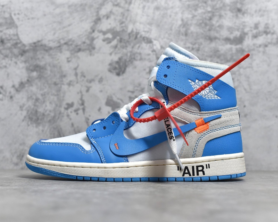 Men's Air Jordan 1 Retro High Off-White University Blue  UNC Sneakers